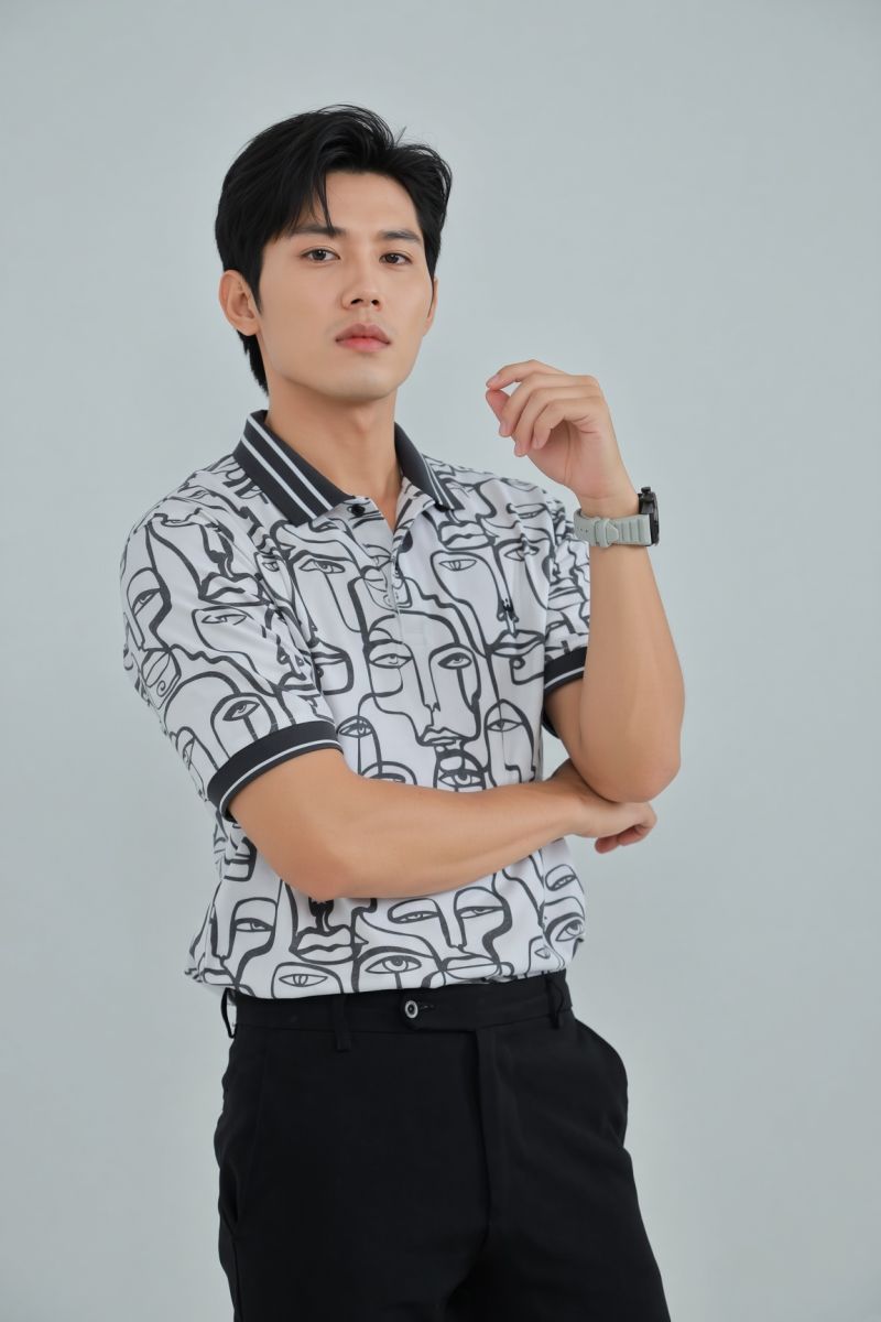 Áo Polo HAAN Aesthetic Chất Liệu Drytech Art Trắng -