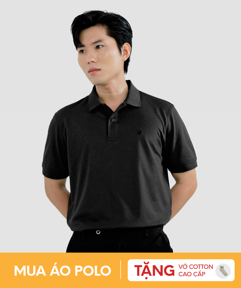 Áo Polo HAAN Aesthetic Chất Liệu Drytech Đen Trơn -