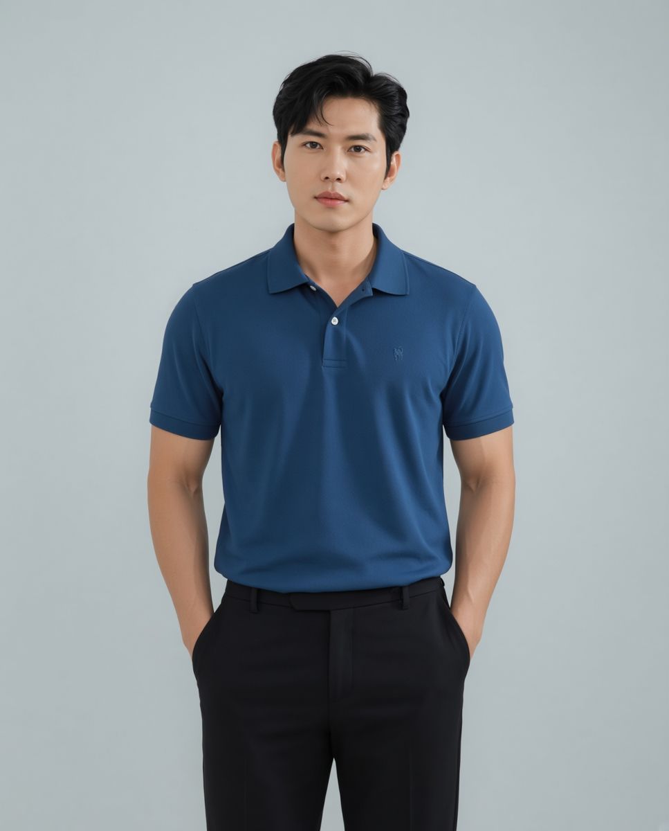 Áo Polo HAAN Aesthetic Chất Liệu Drytech Xanh Navy -